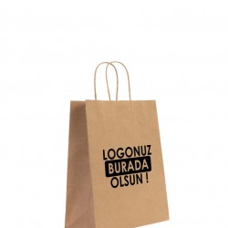 Burgu Saplı Kraft Kağıt Çanta - 19x8x24 cm