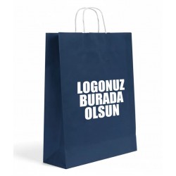 Burgu Saplı Renkli Kraft Kağıt Çanta Min 1000 Adet 25x12x31cm