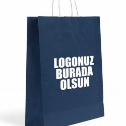 Burgu Saplı Renkli Kraft Kağıt Çanta Min 1000 Adet 32x12x41cm