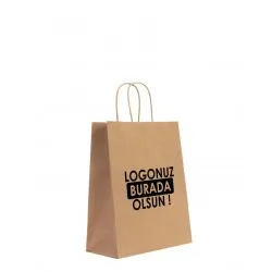 Burgu Saplı Kraft Kağıt Çanta - 19x8x24 cm